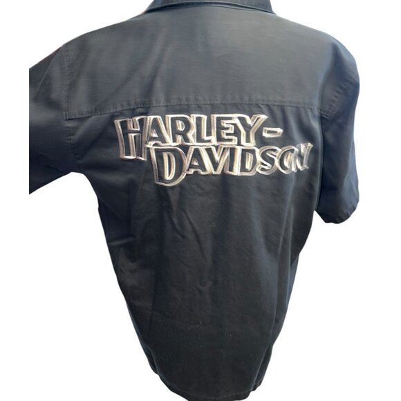 Harley Davidson Motorcycles Collared Short Sleeve Button Up Shirt Size Med - Picture 4 of 5